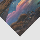 UFOは山とカラフル湖を覆っている 薄葉紙 (詳細)