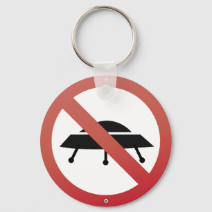 UFOは駐車禁止!エイリアン宇宙船ユーモア キーホルダー