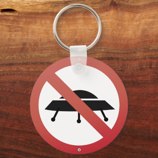 UFOは駐車禁止!エイリアン宇宙船ユーモア キーホルダー (正面)