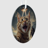 UFOやビッグフットでの自撮りおもしろい猫 オーナメント (正面)