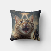 UFOやビッグフットでの自撮りおもしろい猫 クッション (正面)