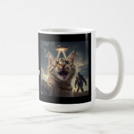 UFOやビッグフットでの自撮りおもしろい猫 コーヒーマグカップ