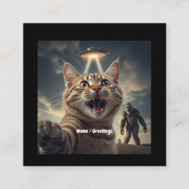 UFOやビッグフットでの自撮りおもしろい猫 スクエア名刺