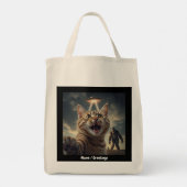 UFOやビッグフットでの自撮りおもしろい猫 トートバッグ (裏面)