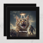 UFOやビッグフットでの自撮りおもしろい猫 招待状 (正面/裏面)