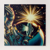 UFOを反射した宇宙飛行士 ジグソーパズル (横)