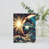 UFOを反射した宇宙飛行士 ポストカード (スタンド正面)