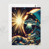 UFOを反射した宇宙飛行士 ポストカード (正面/裏面)