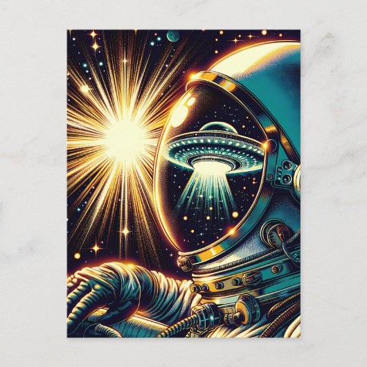 UFOを反射した宇宙飛行士 ポストカード (正面)
