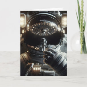 UFOを反射した宇宙飛行士 誕生日 カード