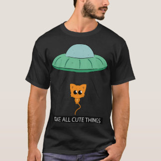 Ufoエイリアンかわいいモノを撮る Tシャツ