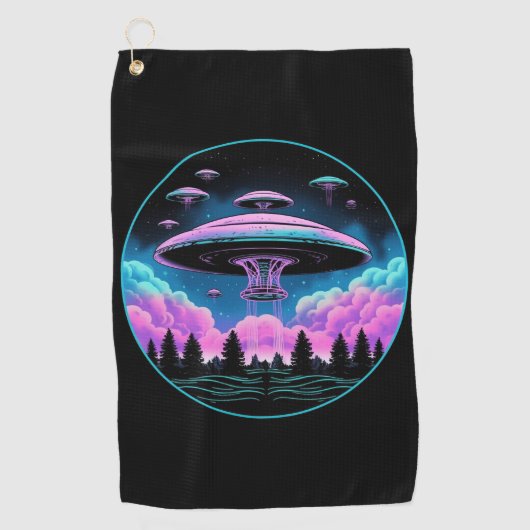 UFOエイリアン侵入美学 ゴルフタオル (正面)