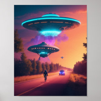 UFOエイリアン宇宙デジタルポスター&ウォールアート ポスター