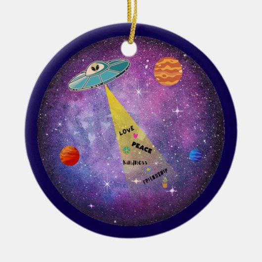 UFOエイリアン宇宙宇宙船スターピープル セラミックオーナメント (正面)