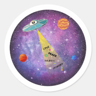 UFOエイリアン宇宙宇宙船スターピープル ラウンドシール