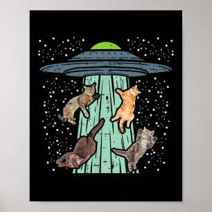 Ufoエイリアン宇宙愛人おもしろいWに拉致された猫 ポスター