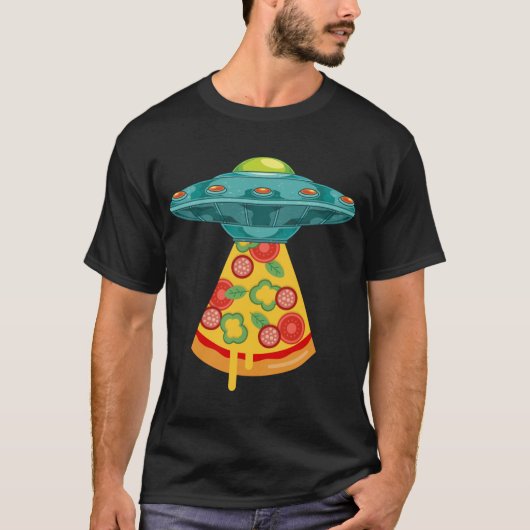 UFOエイリアン拉致ピザファストフード愛好家Sci Fi A Tシャツ (正面)
