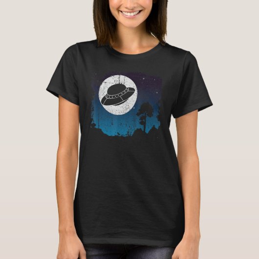 UFOエイリアン拉致夜満月の宇宙UF Tシャツ (正面)