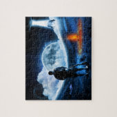 UFOエイリアン牛誘拐宇宙船 ジグソーパズル (縦)