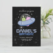 UFOエイリアン誕生日パーティーアウタースペース誕生日 招待状 (スタンド正面)