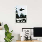 UFOエイリアン誘拐ポスター「信じたい」 ポスター (ホームオフィス)