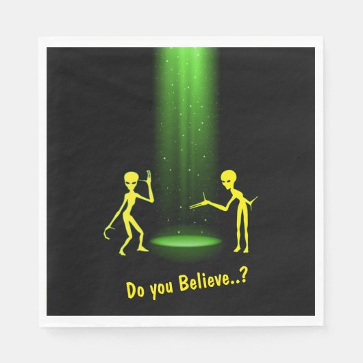 UFOエイリアン誘拐 👽 信じる? スタンダードランチョンナプキン (正面)