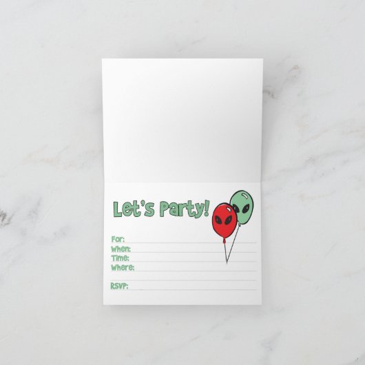 UFOエイリアン1日目の誕生日埋め込み招待状 サンキューカード (内部)