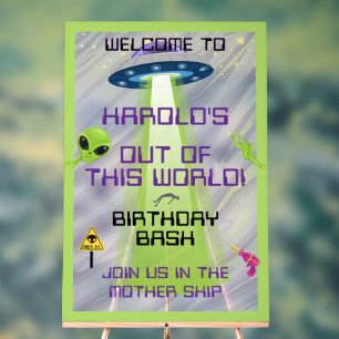 UFOエイリアン お誕生日おめでとう どんな年齢でも アクリルサイン