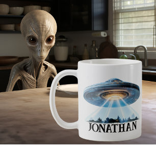 UFOエイリアン パーソナライズされた コーヒーマグカップ