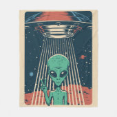 UFOエイリアン フリースブランケット (正面)