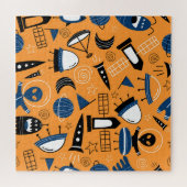 UFOエイリアン、宇宙船、子供のパターン ジグソーパズル (横)