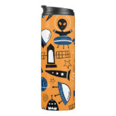 UFOエイリアン、宇宙船、子供のパターン タンブラー (回転右)