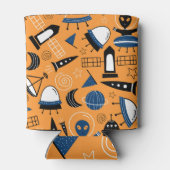 UFOエイリアン、宇宙船、子供のパターン 缶クーラー (裏面)