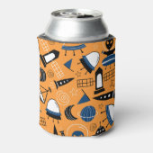 UFOエイリアン、宇宙船、子供のパターン 缶クーラー (缶裏面)