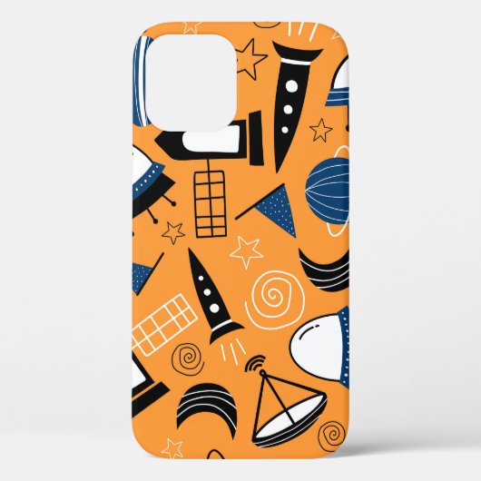 UFOエイリアン、宇宙船、子供のパターン Case-Mate iPhoneケース (裏面)