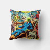 UfoエイリアンSci-fiレトロ漫画 クッション (裏面)