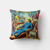 UfoエイリアンSci-fiレトロ漫画 クッション (正面)