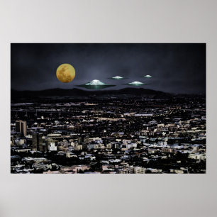 UFOオブジェ飛んでいるクトの宇宙 ポスター