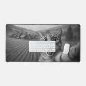 UFOキャットギフト付きエイリアンおもしろい自撮り デスクマット (キーボード&マウス)