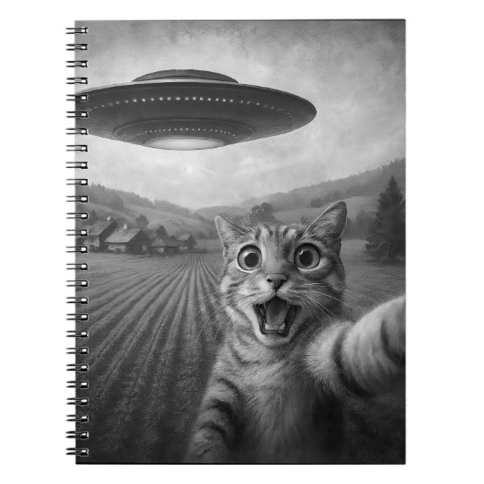 UFOキャットギフト付きエイリアンおもしろい自撮り ノートブック (正面)