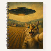 UFOキャットギフト付きエイリアンおもしろい自撮り ノートブック (正面)