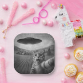 UFOキャットギフト付きエイリアンおもしろい自撮り ペーパープレート (パーティー)