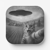 UFOキャットギフト付きエイリアンおもしろい自撮り ペーパープレート (正面)
