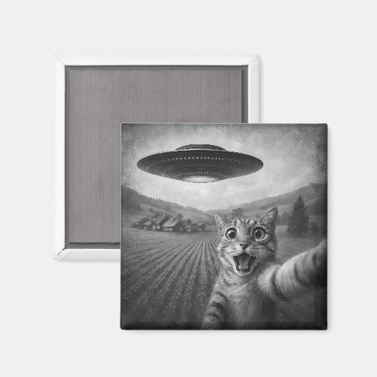 UFOキャットギフト付きエイリアンおもしろい自撮り マグネット (正面/裏面)