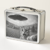 UFOキャットギフト付きエイリアンおもしろい自撮り メタルランチボックス (正面)