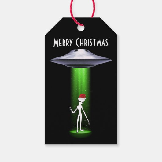 UFOクリスマス🛸おもしろいエイリアン ギフトタグ (裏面)