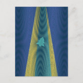 UFOクリスマスツリー誘拐 青 緑 黄色 ラッド シーズンポストカード (正面)