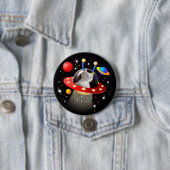 UFOサイエンスフィクション上パーソナライズされたの猫 缶バッジ (インサイチュ)