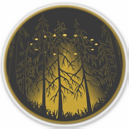 UFOスタンプおもしろいUFOフクロウデカールスタンプ シール (正面)