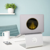 UFOスタンプおもしろいUFOフクロウデカールスタンプ シール (デスク上のノートパソコン)